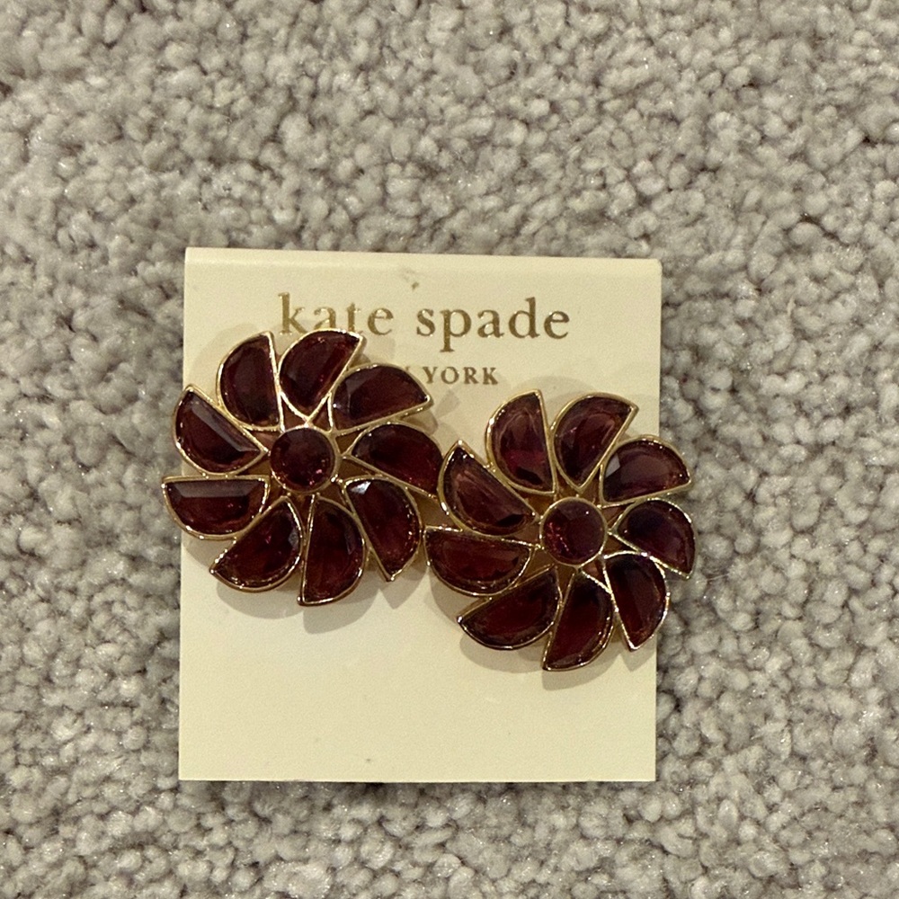 Kate Spade Burgundy Floral Earrings